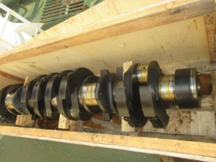 Auxiliary engine crankshaft ready for replacement