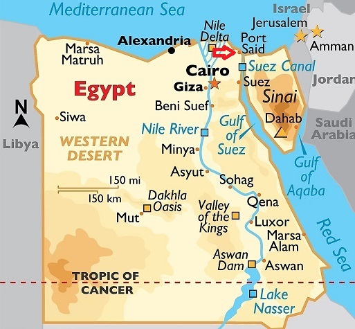 Port Said - Egypt on Africa map