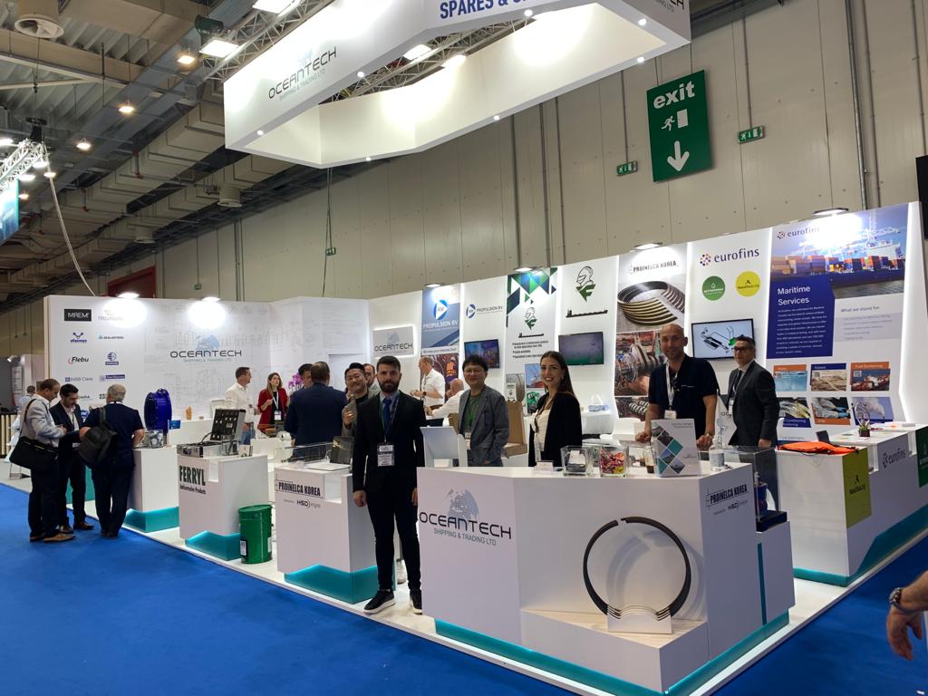 Oceantech Kiosk in Posidonia 2022 with company personel